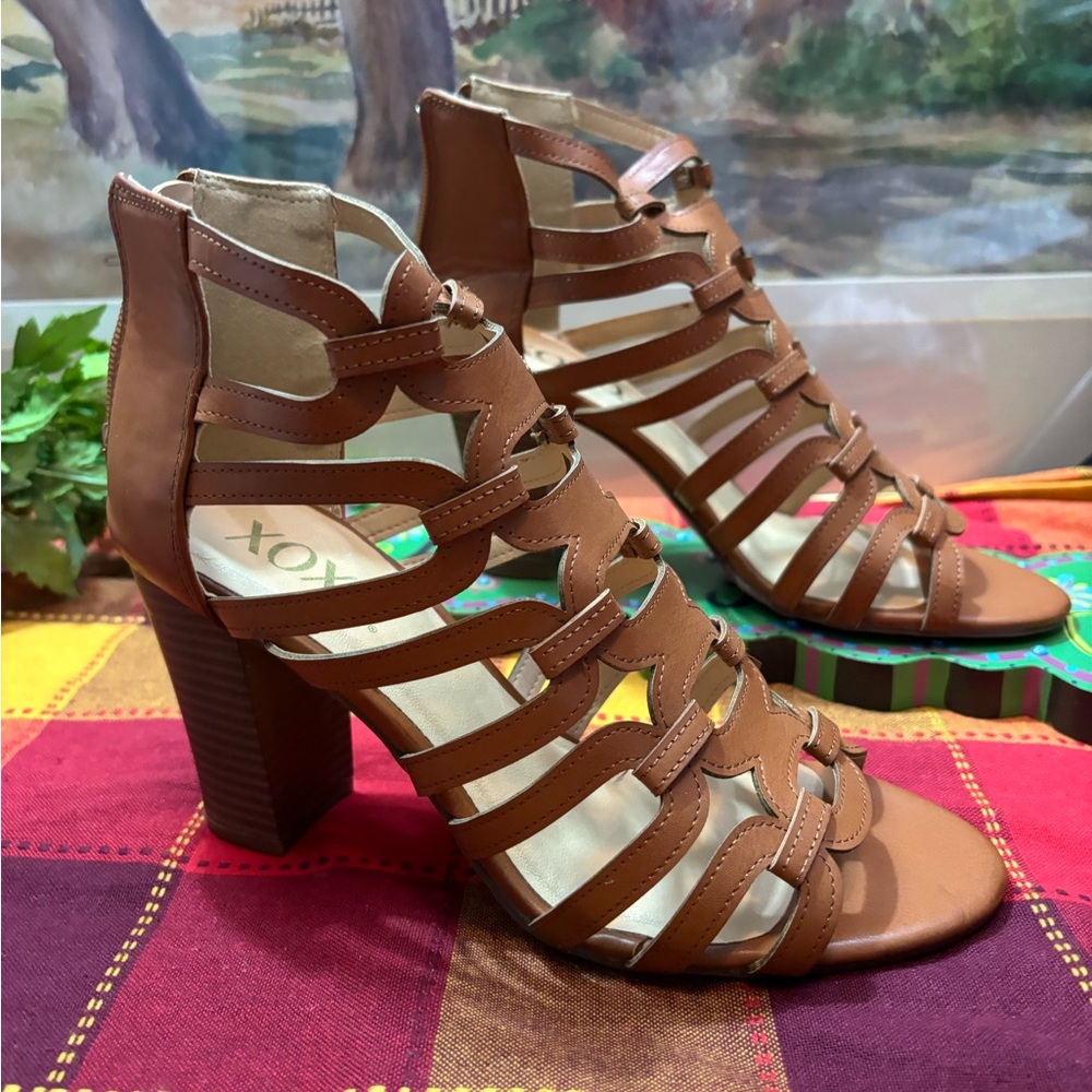 XOXO Brown Strappy Heeled Sandals